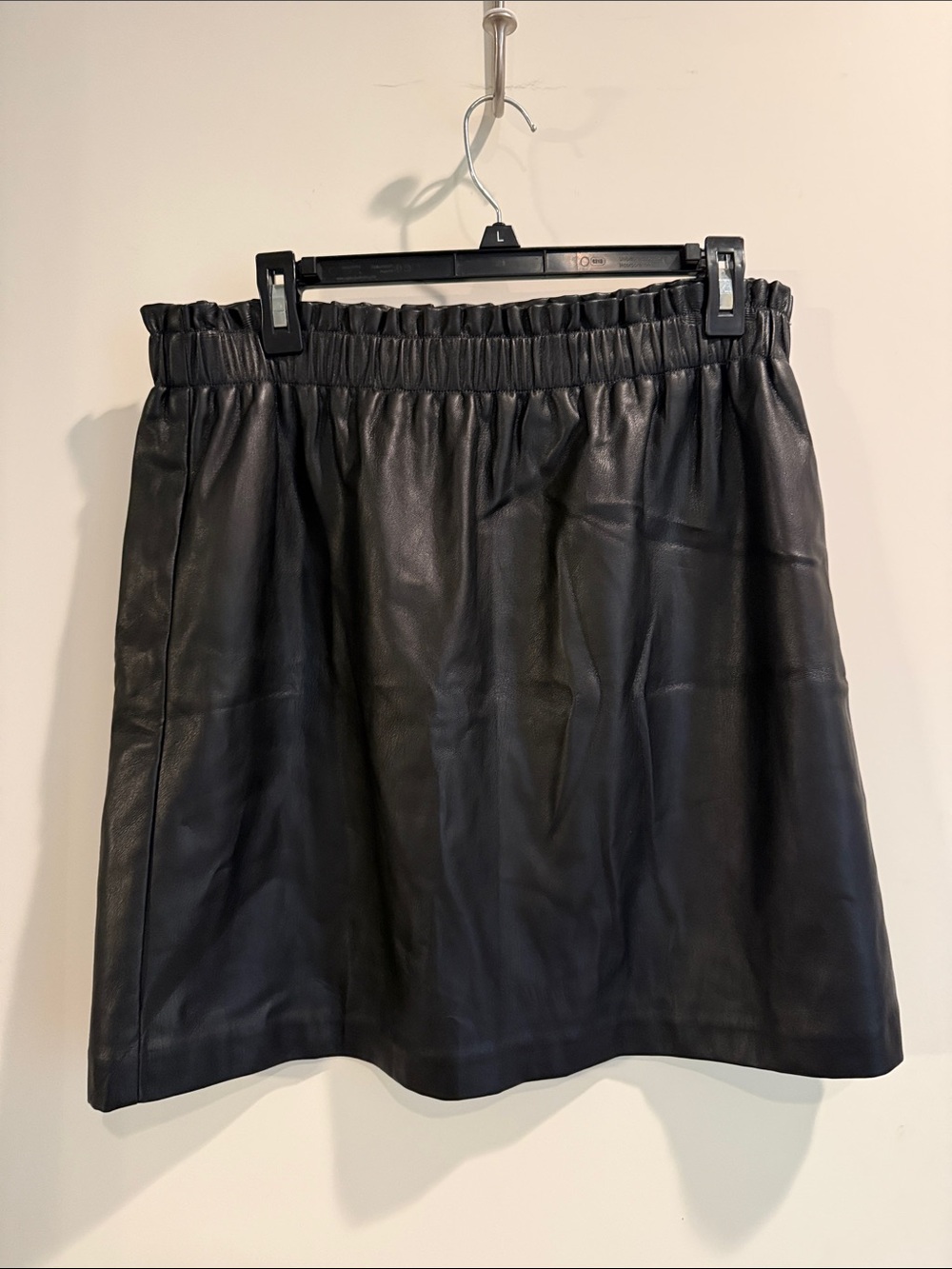 LOFT Black Faux Leather Mini Skirt with Elastic Waist